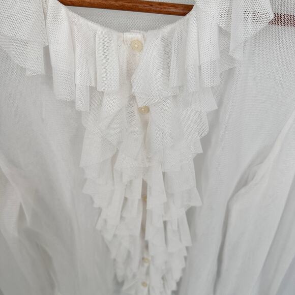 LAUREN RALPH LAUREN White Ruffle Trim Tulle Cardigan // XL - Picture 8 of 12